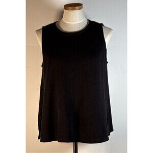 Eileen Fisher Women' Black Organic Cotton Crew Neck Tank Medium Knit Flowy